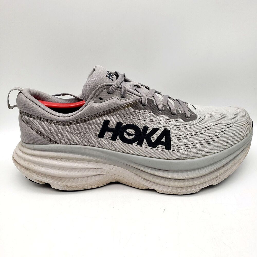 Hoka Bondi 8 Men's 10.5 D Running Shoes Gray SHMS 1123202 Road Athletic